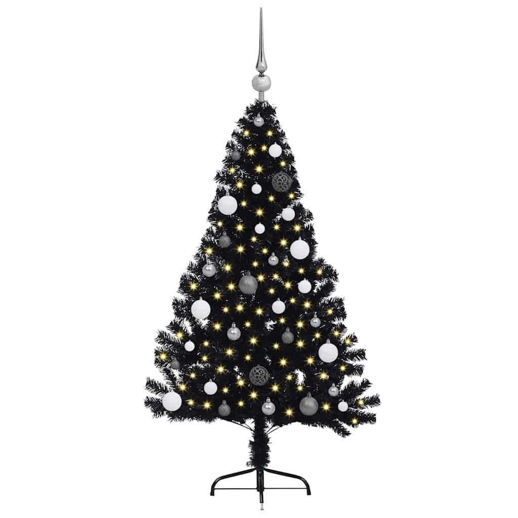Kunstmatig Voorverlicht Kerstboom met 150 LED Zwart 150 cm PVC is nu te koop bij PeponiXL, paradijselijk wonen!