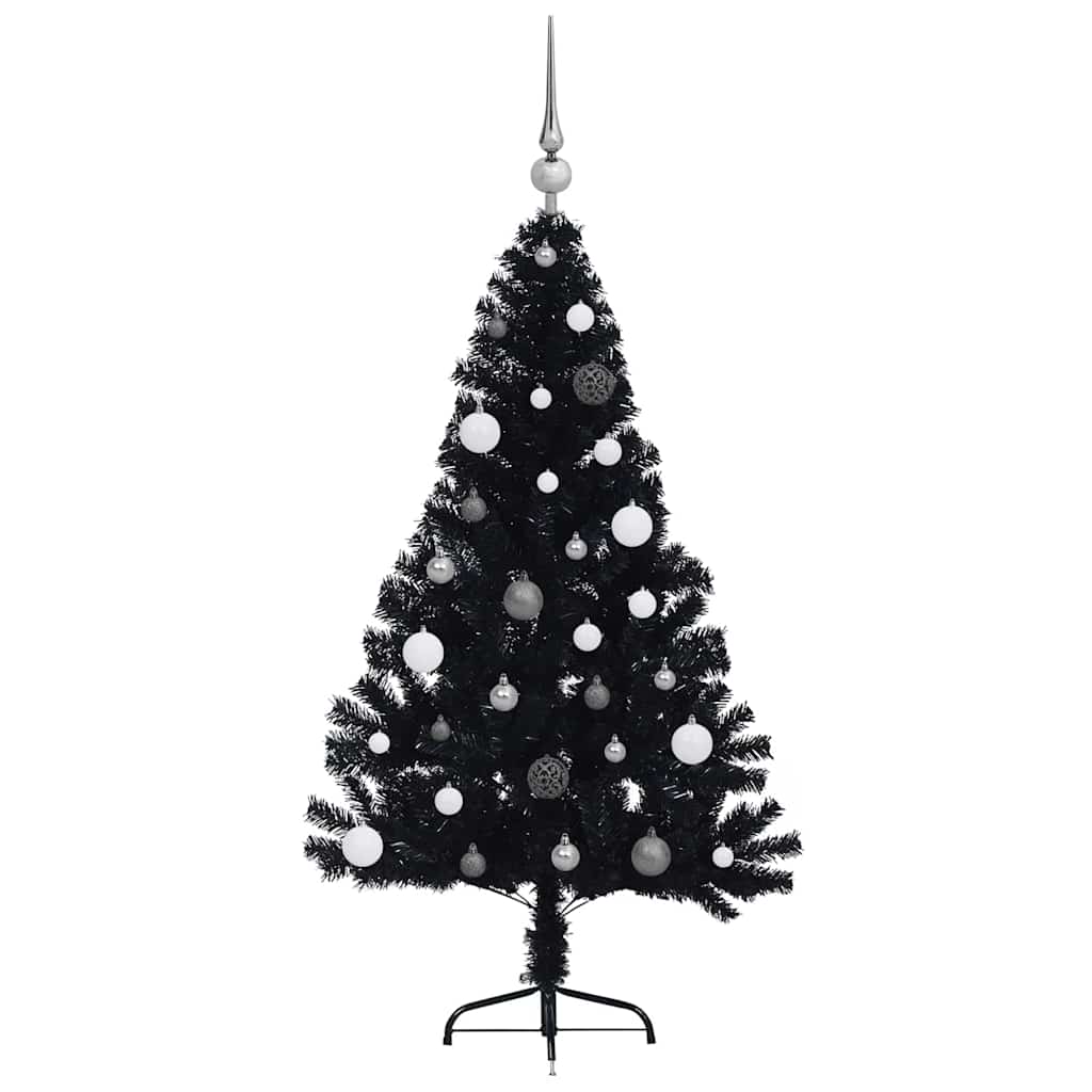 Kunstmatig Voorverlicht Kerstboom met 150 LED Zwart 150 cm PVC is nu te koop bij PeponiXL, paradijselijk wonen!