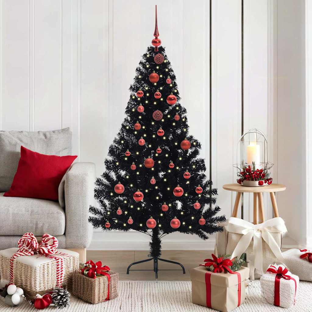 Kunstmatig Voorverlicht Kerstboom met 150 LED Zwart 150 cm PVC is nu te koop bij PeponiXL, paradijselijk wonen!