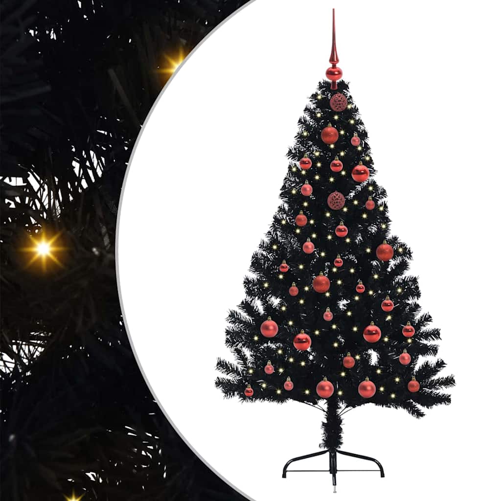 Kunstmatig Voorverlicht Kerstboom met 150 LED Zwart 150 cm PVC is nu te koop bij PeponiXL, paradijselijk wonen!