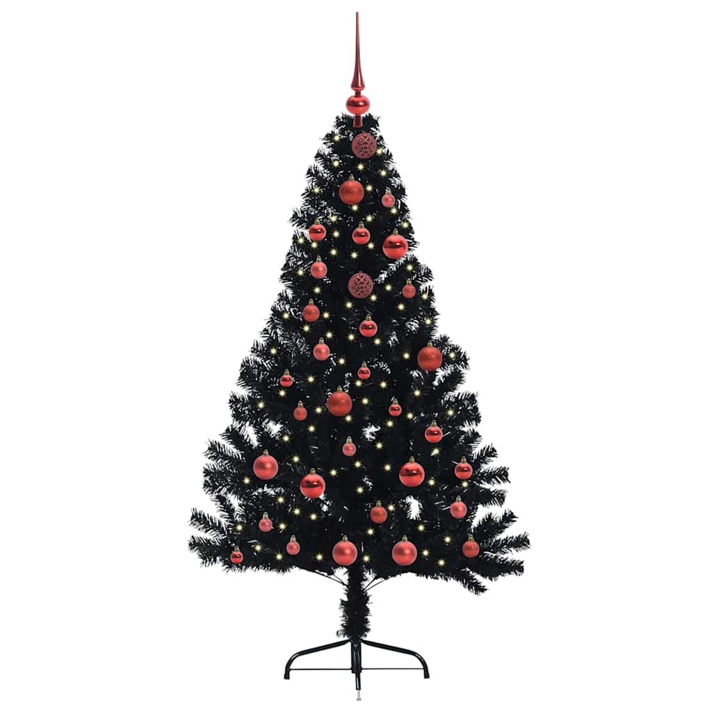 Kunstmatig Voorverlicht Kerstboom met 150 LED Zwart 150 cm PVC is nu te koop bij PeponiXL, paradijselijk wonen!