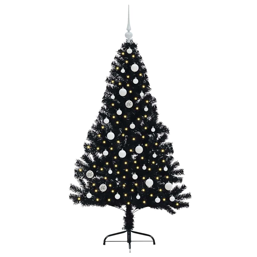 Kunstmatig Voorverlicht Kerstboom met 150 LED Zwart 150 cm PVC is nu te koop bij PeponiXL, paradijselijk wonen!
