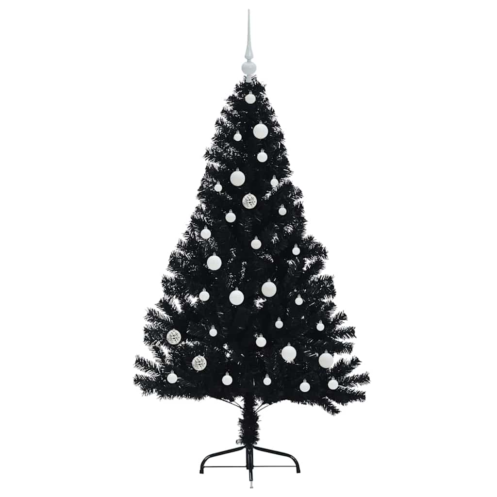 Kunstmatig Voorverlicht Kerstboom met 150 LED Zwart 150 cm PVC is nu te koop bij PeponiXL, paradijselijk wonen!