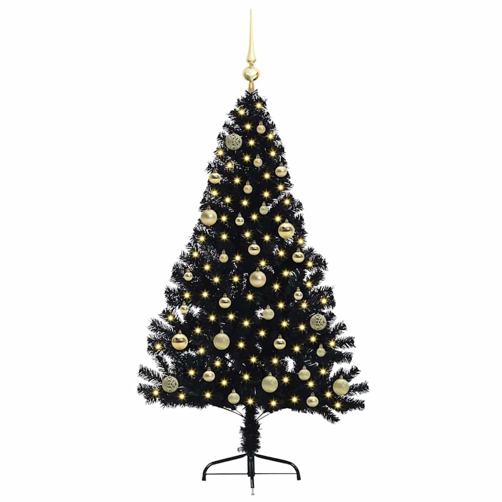 Kunstmatig Voorverlicht Kerstboom met 150 LED Zwart 150 cm PVC is nu te koop bij PeponiXL, paradijselijk wonen!
