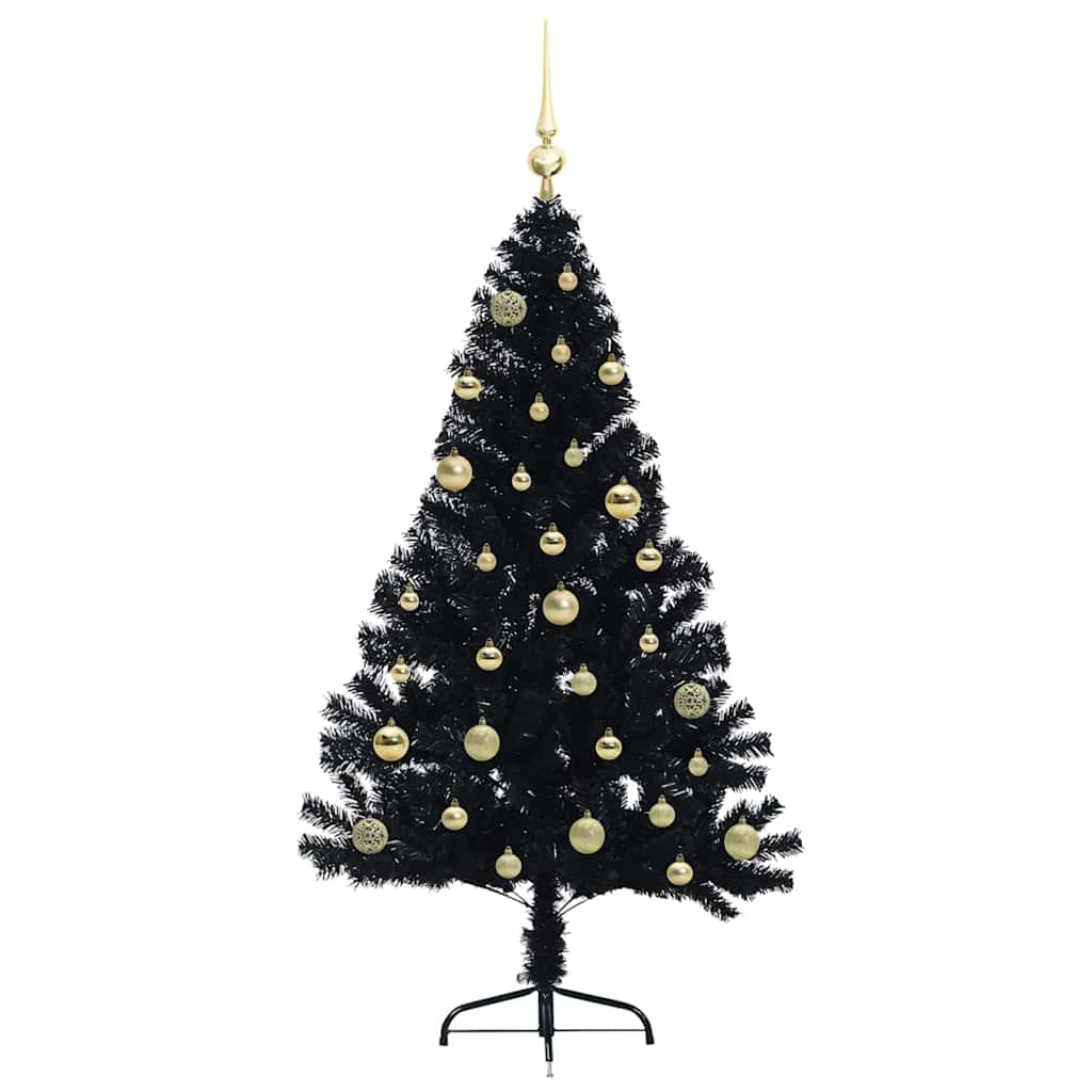 Kunstmatig Voorverlicht Kerstboom met 150 LED Zwart 150 cm PVC is nu te koop bij PeponiXL, paradijselijk wonen!