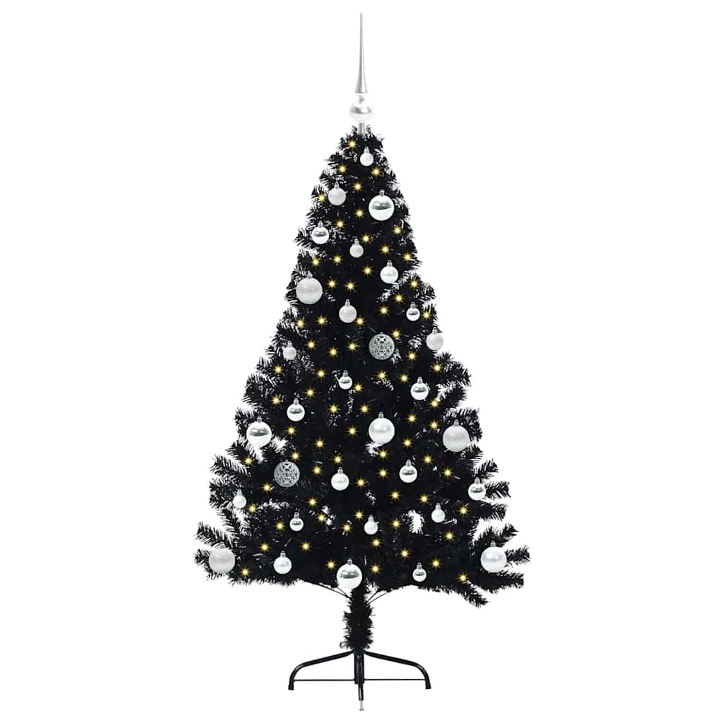 Kunstmatig Voorverlicht Kerstboom met 150 LED Zwart 150 cm PVC is nu te koop bij PeponiXL, paradijselijk wonen!