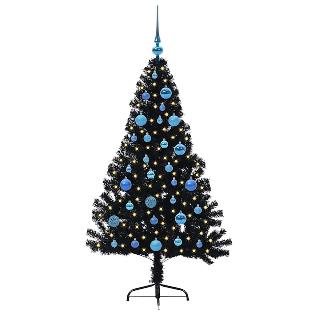Kunstmatig Voorverlicht Kerstboom met 150 LED Zwart 150 cm PVC is nu te koop bij PeponiXL, paradijselijk wonen!