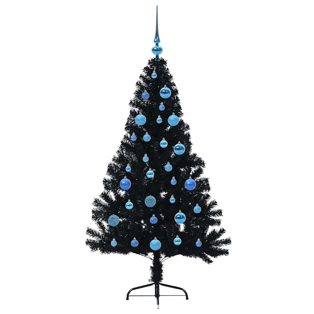 Kunstmatig Voorverlicht Kerstboom met 150 LED Zwart 150 cm PVC is nu te koop bij PeponiXL, paradijselijk wonen!