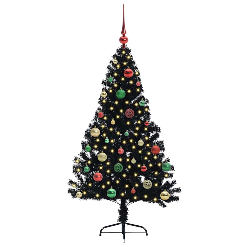 Kunstmatig Voorverlicht Kerstboom met 150 LED Zwart 150 cm PVC is nu te koop bij PeponiXL, paradijselijk wonen!