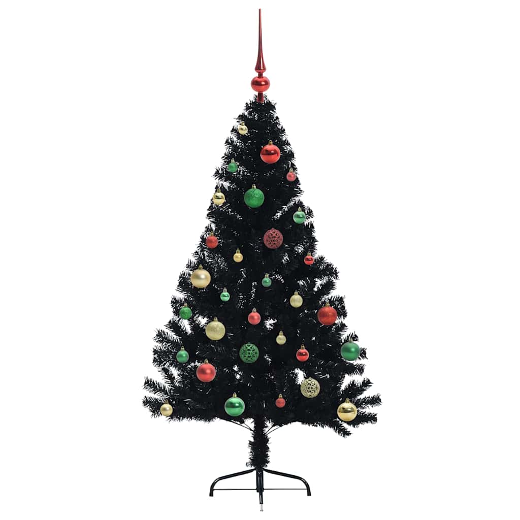 Kunstmatig Voorverlicht Kerstboom met 150 LED Zwart 150 cm PVC is nu te koop bij PeponiXL, paradijselijk wonen!