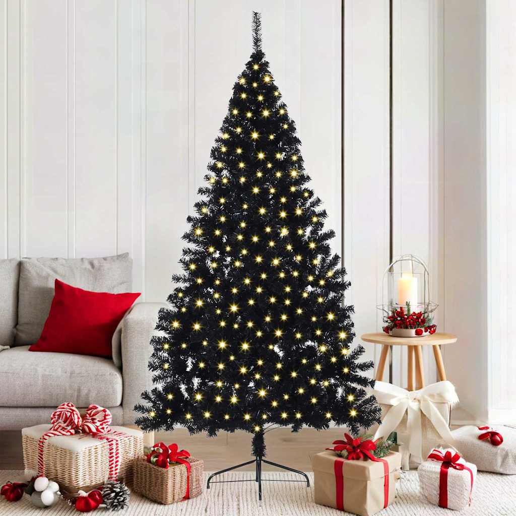 Kunstmatig Voorverlicht Kerstboom met 300 LED Zwart 180 cm PVC is nu te koop bij PeponiXL, paradijselijk wonen!