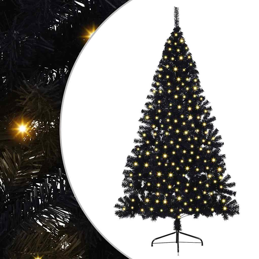 Kunstmatig Voorverlicht Kerstboom met 300 LED Zwart 180 cm PVC is nu te koop bij PeponiXL, paradijselijk wonen!