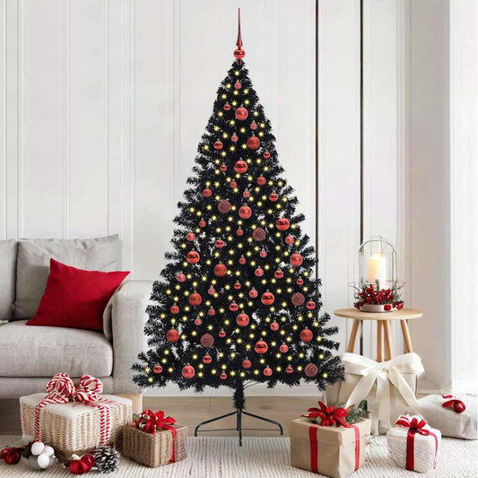 Kunstmatig Voorverlicht Kerstboom met 300 LED Zwart 180 cm PVC is nu te koop bij PeponiXL, paradijselijk wonen!