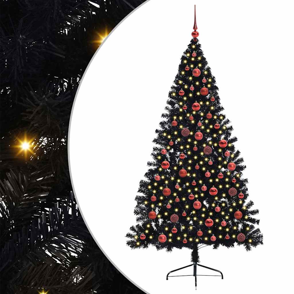 Kunstmatig Voorverlicht Kerstboom met 300 LED Zwart 180 cm PVC is nu te koop bij PeponiXL, paradijselijk wonen!