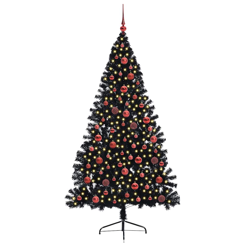 Kunstmatig Voorverlicht Kerstboom met 300 LED Zwart 180 cm PVC is nu te koop bij PeponiXL, paradijselijk wonen!