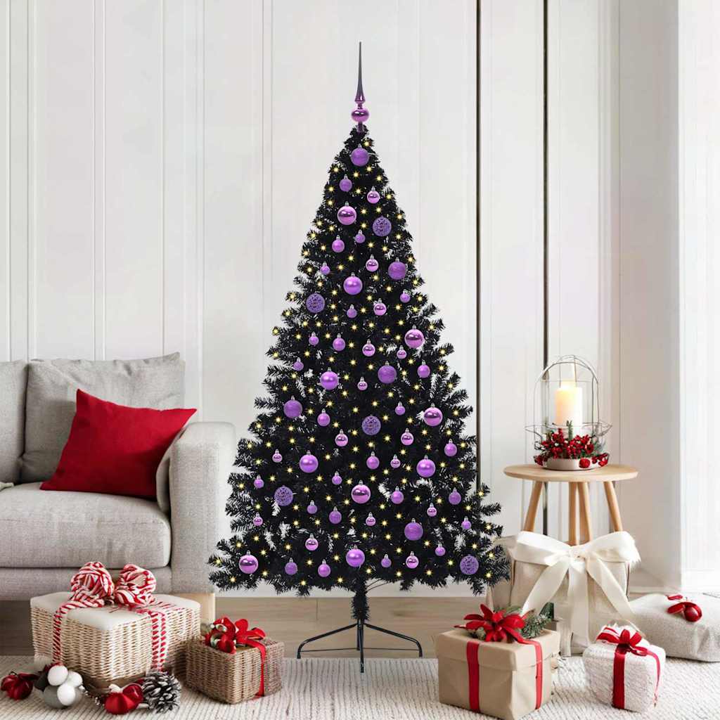 Kunstmatig Voorverlicht Kerstboom met 300 LED Zwart 180 cm PVC is nu te koop bij PeponiXL, paradijselijk wonen!