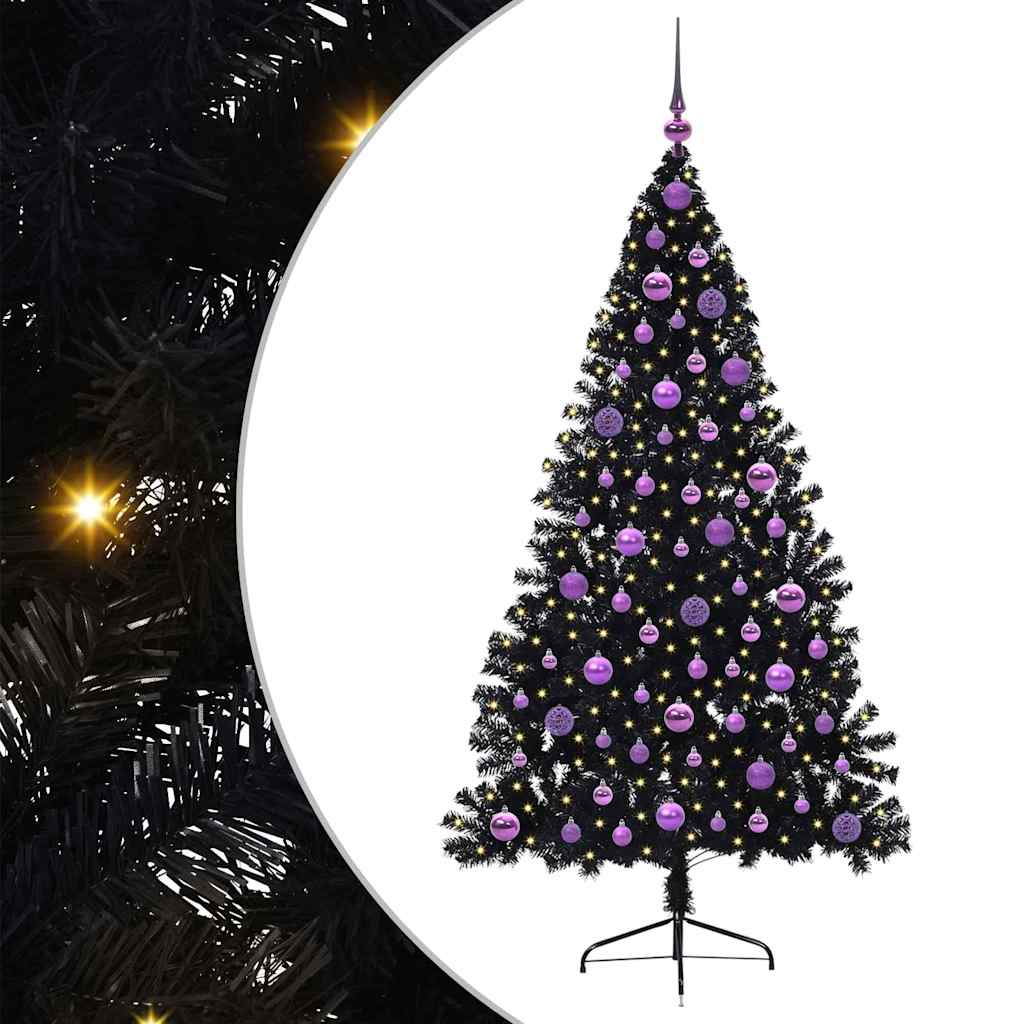 Kunstmatig Voorverlicht Kerstboom met 300 LED Zwart 180 cm PVC is nu te koop bij PeponiXL, paradijselijk wonen!