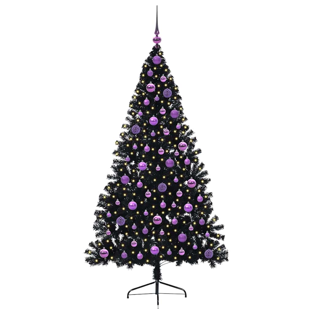 Kunstmatig Voorverlicht Kerstboom met 300 LED Zwart 180 cm PVC is nu te koop bij PeponiXL, paradijselijk wonen!