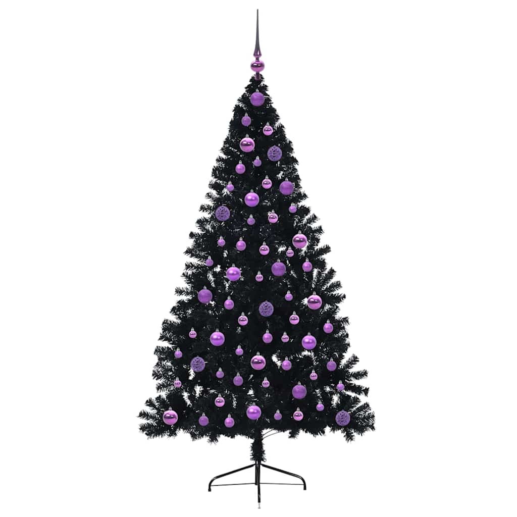 Kunstmatig Voorverlicht Kerstboom met 300 LED Zwart 180 cm PVC is nu te koop bij PeponiXL, paradijselijk wonen!
