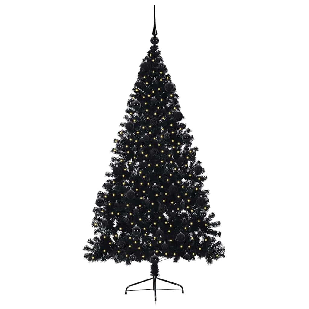 Kunstmatig Voorverlicht Kerstboom met 300 LED Zwart 210 cm PVC is nu te koop bij PeponiXL, paradijselijk wonen!