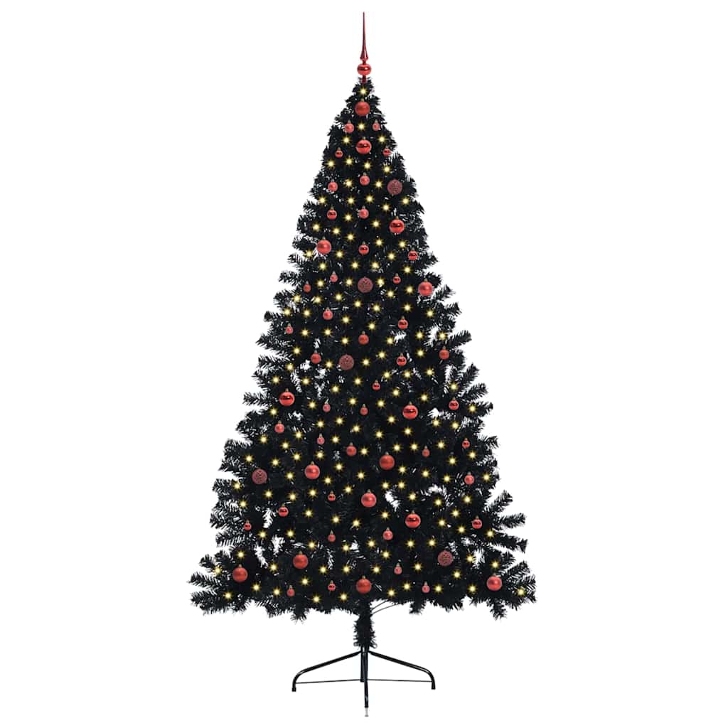Kunstmatig Voorverlicht Kerstboom met 300 LED Zwart 240 cm PVC is nu te koop bij PeponiXL, paradijselijk wonen!