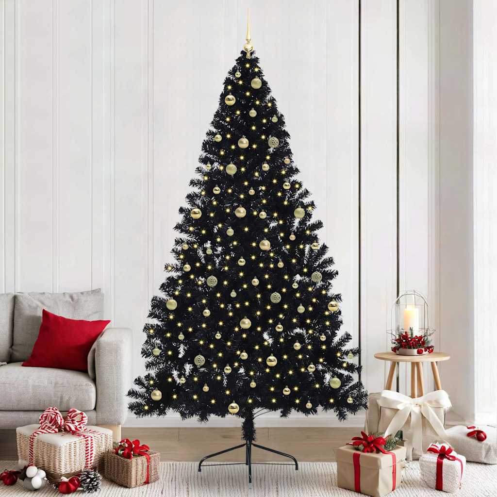 Kunstmatig Voorverlicht Kerstboom met 300 LED Zwart 240 cm PVC is nu te koop bij PeponiXL, paradijselijk wonen!