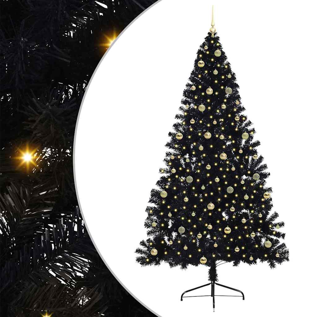 Kunstmatig Voorverlicht Kerstboom met 300 LED Zwart 240 cm PVC is nu te koop bij PeponiXL, paradijselijk wonen!