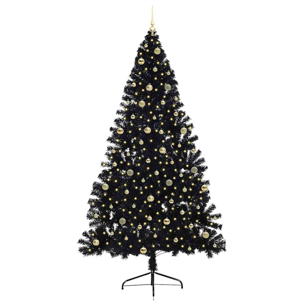 Kunstmatig Voorverlicht Kerstboom met 300 LED Zwart 240 cm PVC is nu te koop bij PeponiXL, paradijselijk wonen!