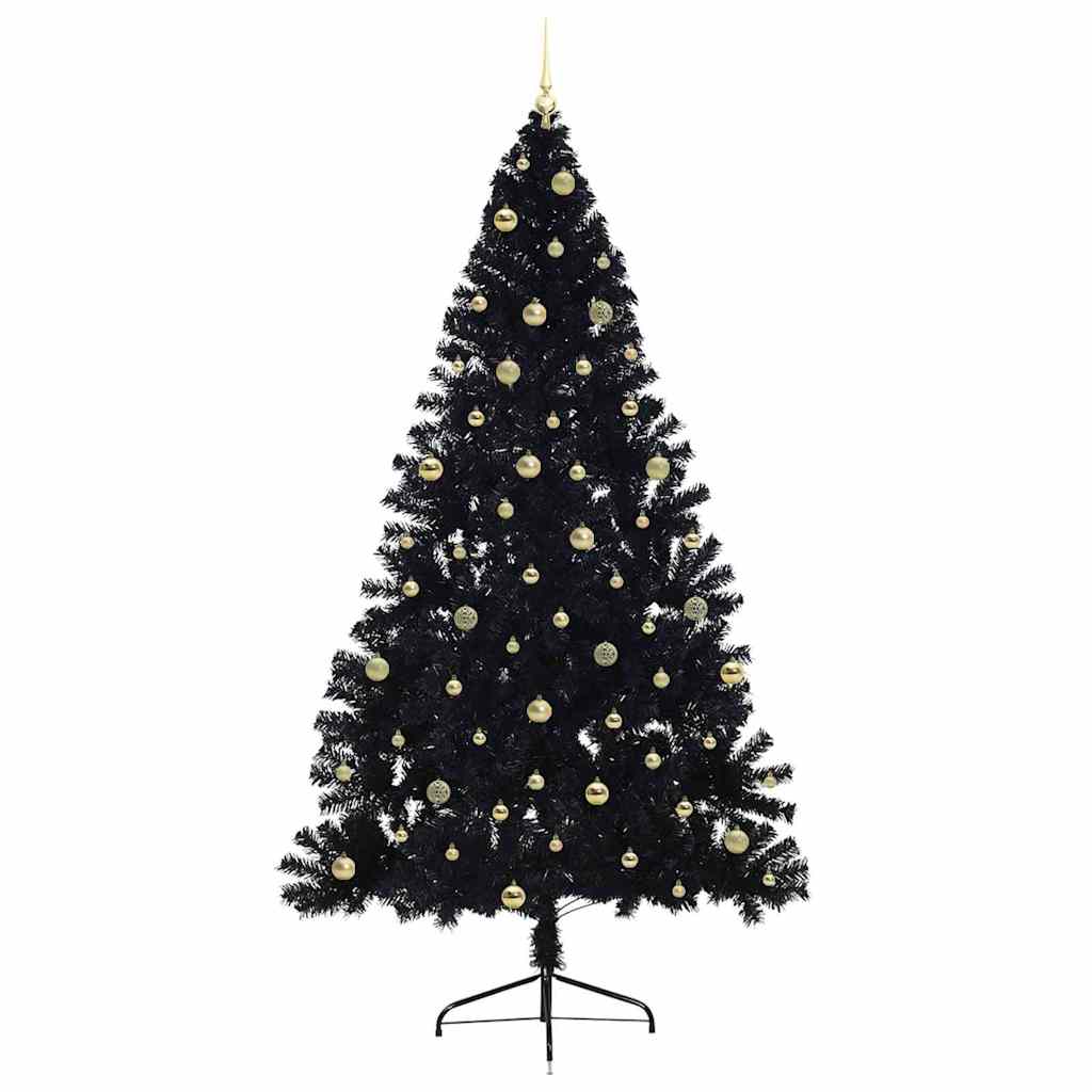 Kunstmatig Voorverlicht Kerstboom met 300 LED Zwart 240 cm PVC is nu te koop bij PeponiXL, paradijselijk wonen!