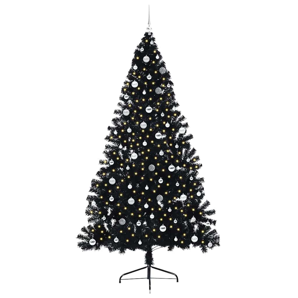 Kunstmatig Voorverlicht Kerstboom met 300 LED Zwart 240 cm PVC is nu te koop bij PeponiXL, paradijselijk wonen!