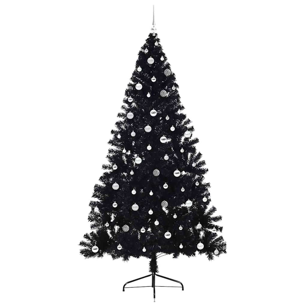 Kunstmatig Voorverlicht Kerstboom met 300 LED Zwart 240 cm PVC is nu te koop bij PeponiXL, paradijselijk wonen!