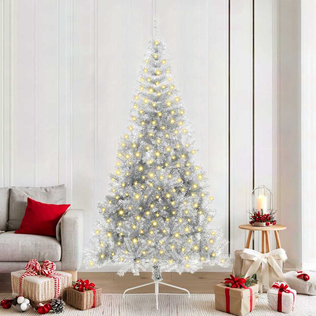 Kunstmatig Voorverlicht Kerstboom met 300 LED Zilver 210 cm PET is nu te koop bij PeponiXL, paradijselijk wonen!