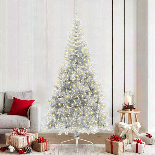 Kunstmatig Voorverlicht Kerstboom met 300 LED Zilver 210 cm PET is nu te koop bij PeponiXL, paradijselijk wonen!