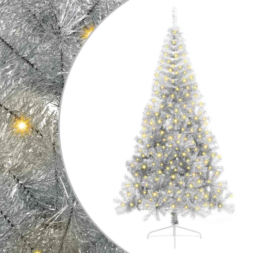 Kunstmatig Voorverlicht Kerstboom met 300 LED Zilver 210 cm PET is nu te koop bij PeponiXL, paradijselijk wonen!