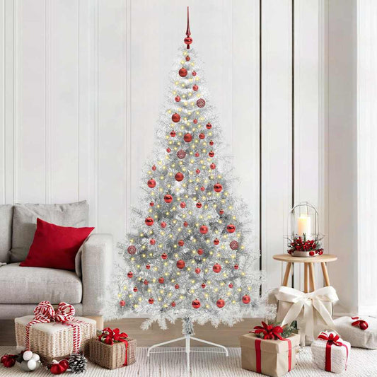 Kunstmatig Voorverlicht Kerstboom met 300 LED Zilver 210 cm PET is nu te koop bij PeponiXL, paradijselijk wonen!