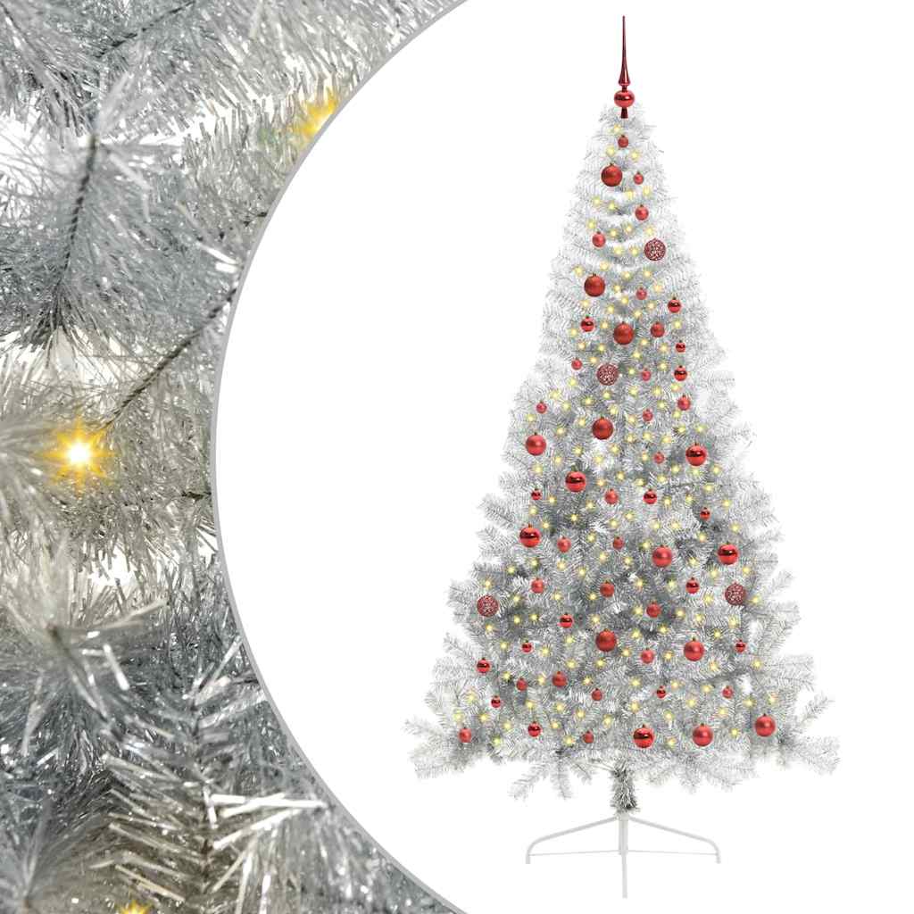 Kunstmatig Voorverlicht Kerstboom met 300 LED Zilver 210 cm PET is nu te koop bij PeponiXL, paradijselijk wonen!