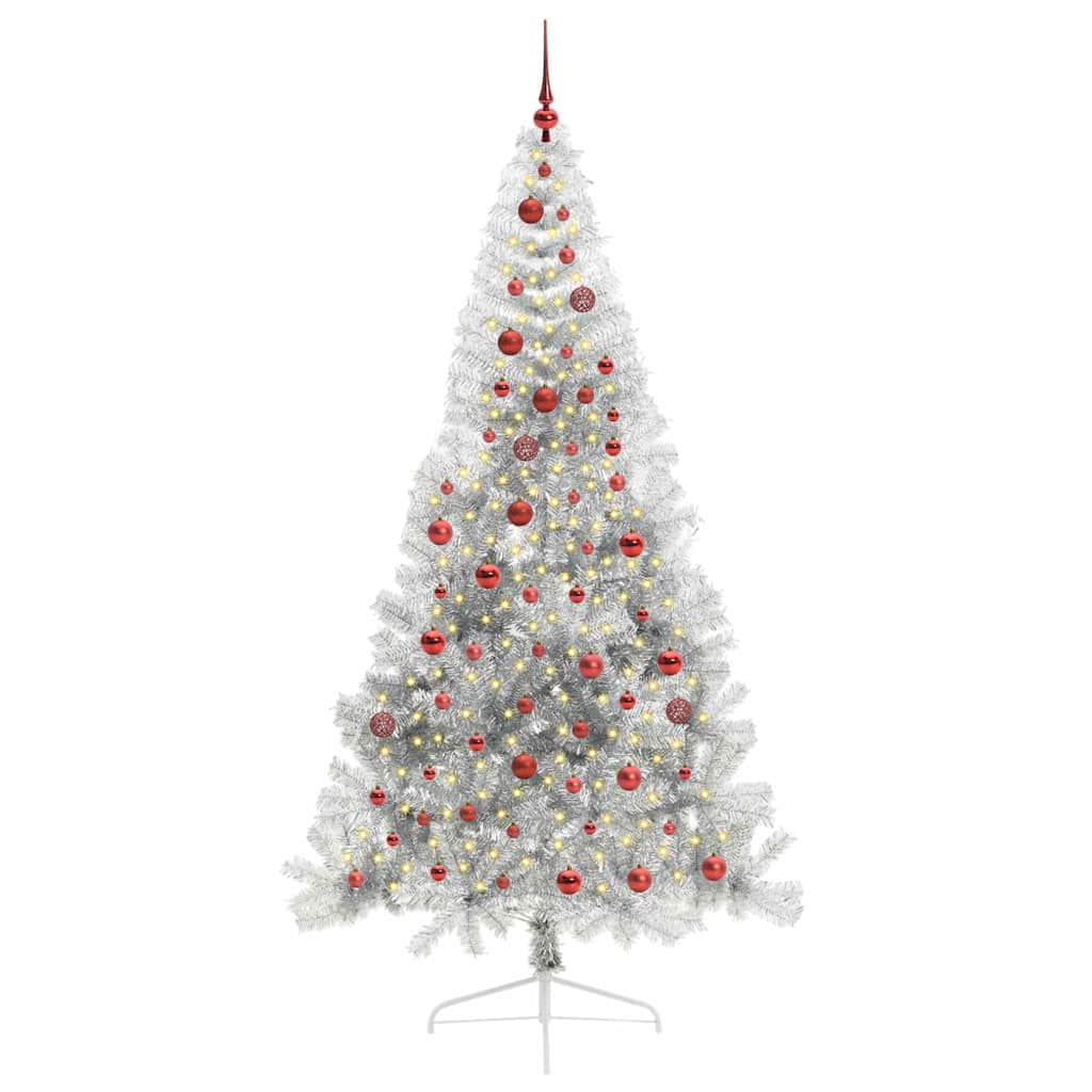 Kunstmatig Voorverlicht Kerstboom met 300 LED Zilver 210 cm PET is nu te koop bij PeponiXL, paradijselijk wonen!