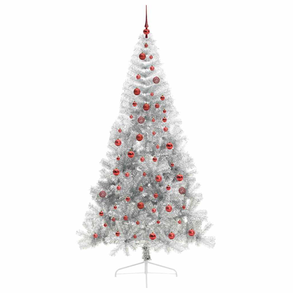 Kunstmatig Voorverlicht Kerstboom met 300 LED Zilver 210 cm PET is nu te koop bij PeponiXL, paradijselijk wonen!