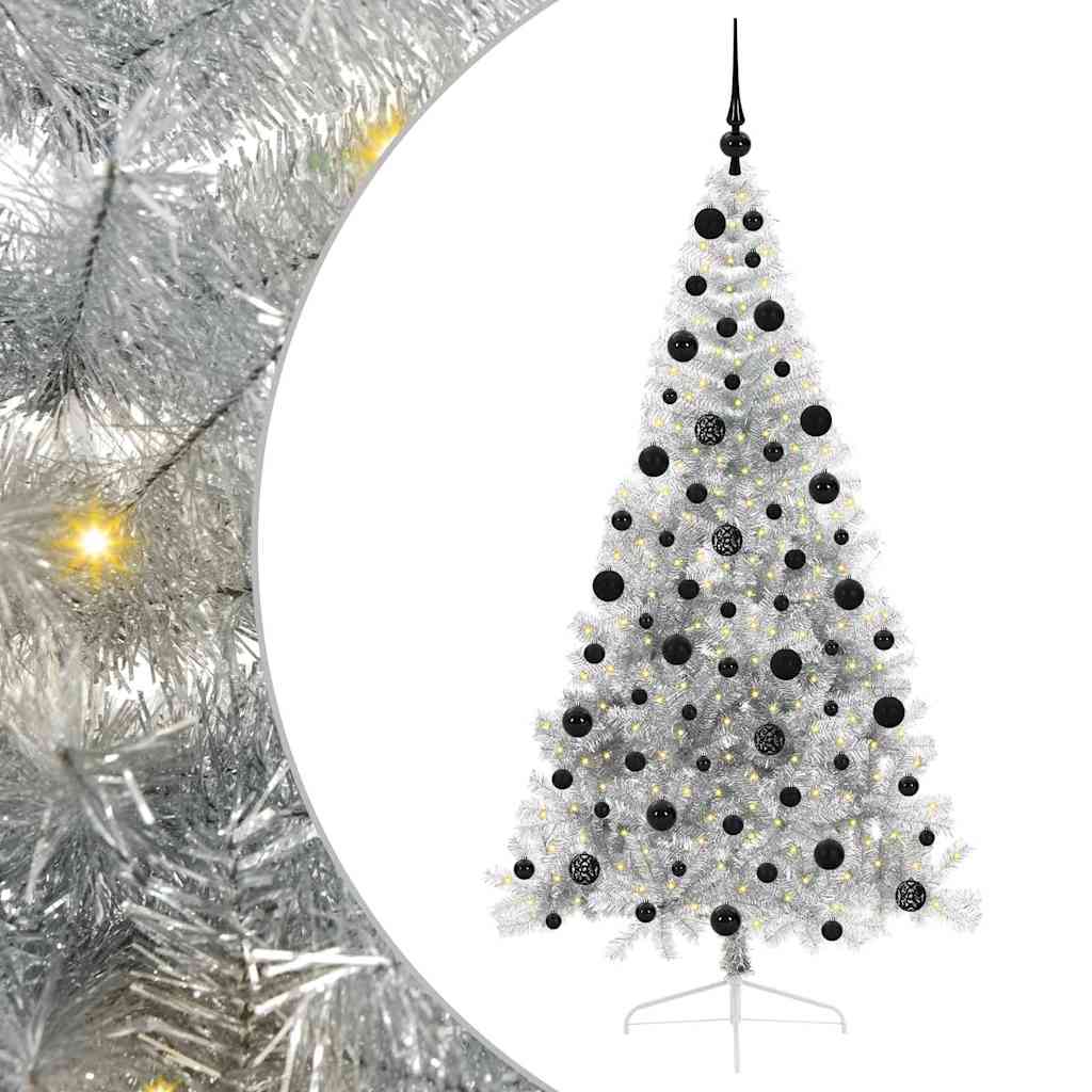 Kunstmatig Voorverlicht Kerstboom met 300 LED Zilver 210 cm PET is nu te koop bij PeponiXL, paradijselijk wonen!