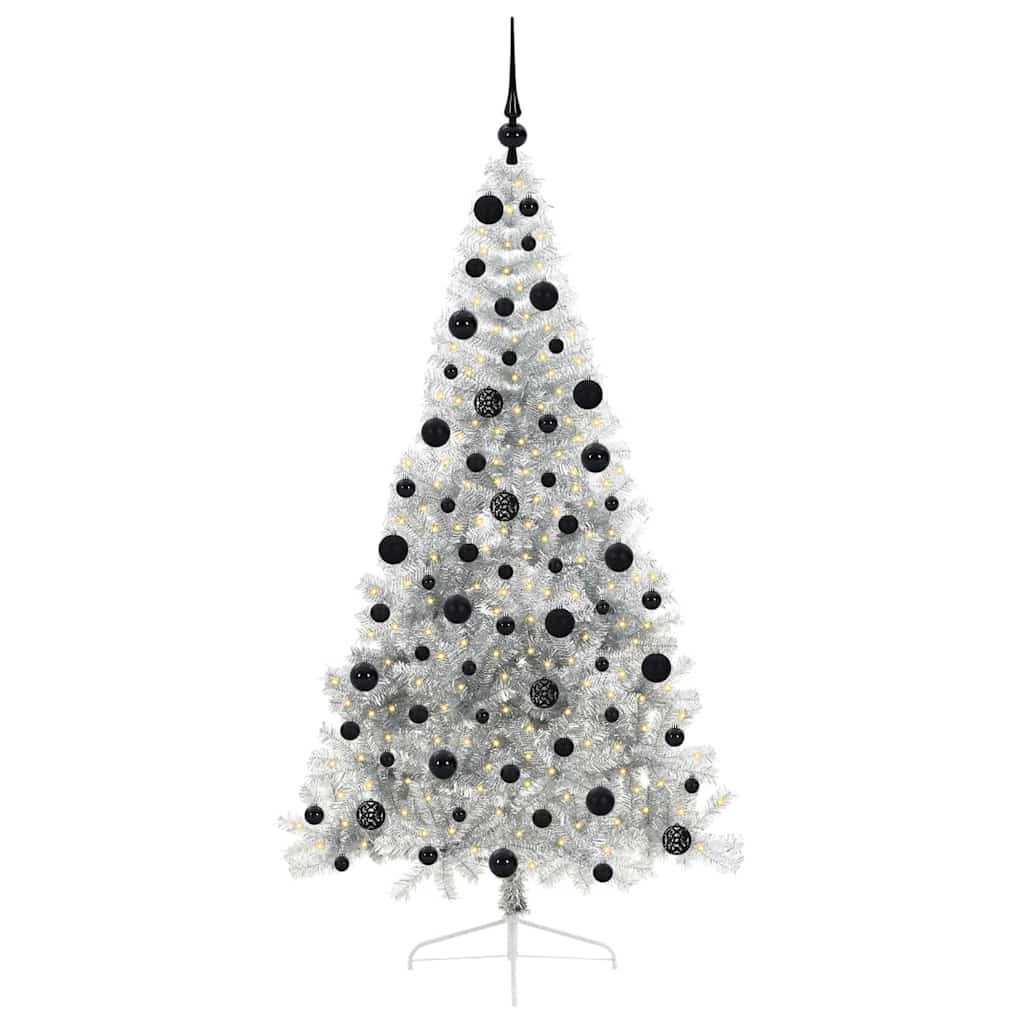 Kunstmatig Voorverlicht Kerstboom met 300 LED Zilver 210 cm PET is nu te koop bij PeponiXL, paradijselijk wonen!