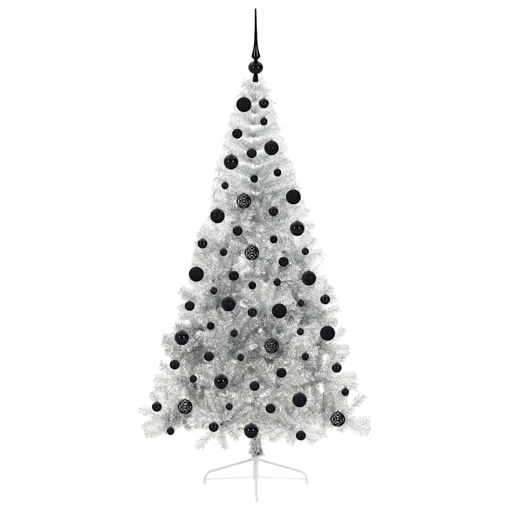 Kunstmatig Voorverlicht Kerstboom met 300 LED Zilver 210 cm PET is nu te koop bij PeponiXL, paradijselijk wonen!