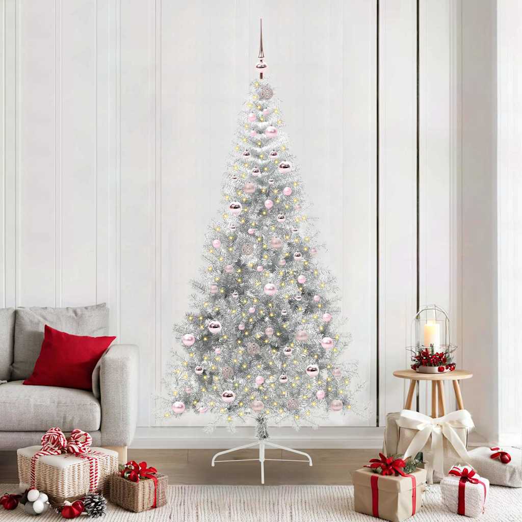 Kunstmatig Voorverlicht Kerstboom met 300 LED Zilver 210 cm PET is nu te koop bij PeponiXL, paradijselijk wonen!
