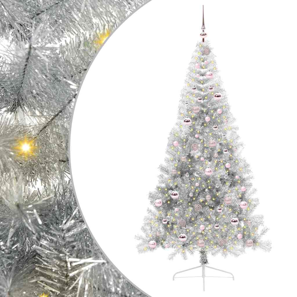 Kunstmatig Voorverlicht Kerstboom met 300 LED Zilver 210 cm PET is nu te koop bij PeponiXL, paradijselijk wonen!