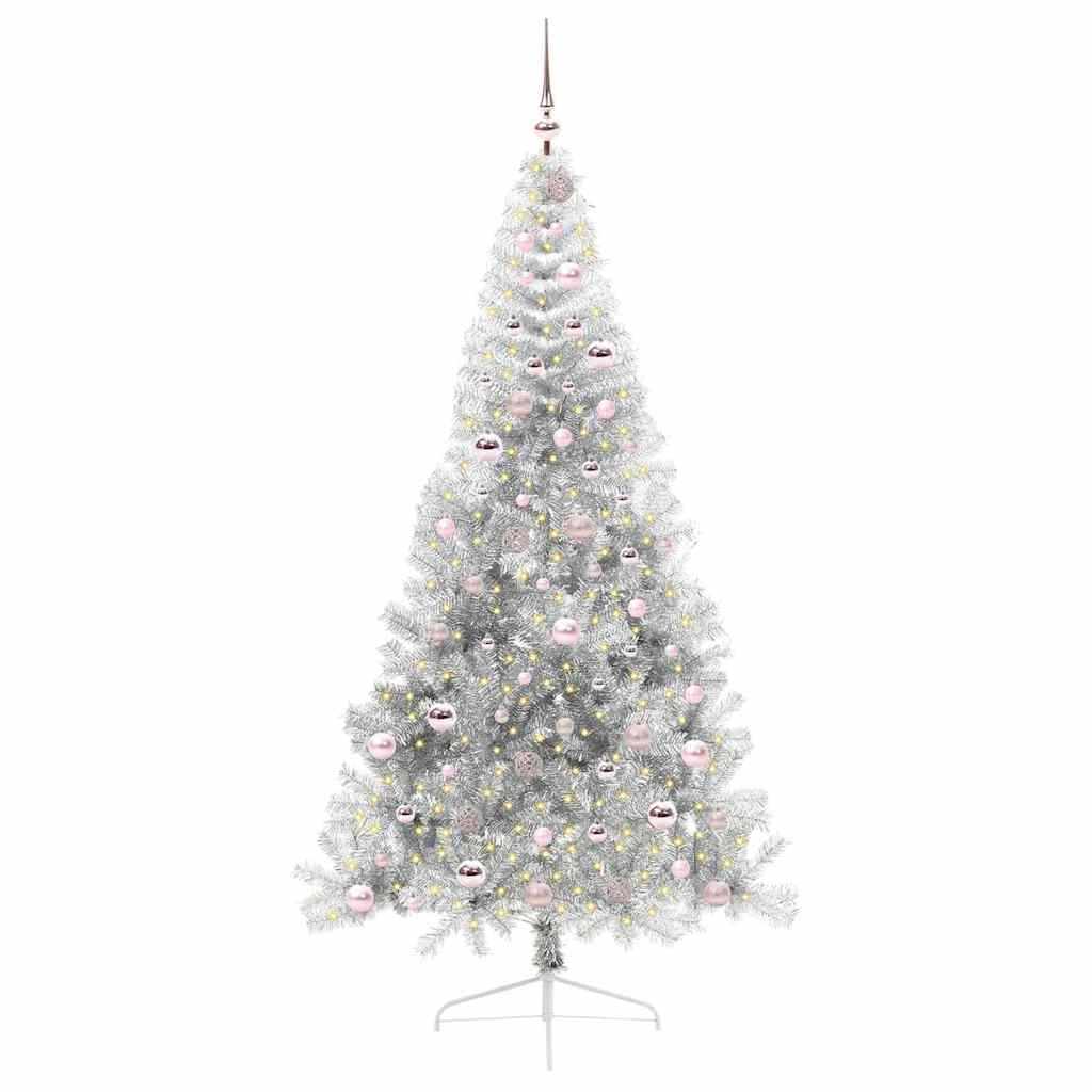 Kunstmatig Voorverlicht Kerstboom met 300 LED Zilver 210 cm PET is nu te koop bij PeponiXL, paradijselijk wonen!
