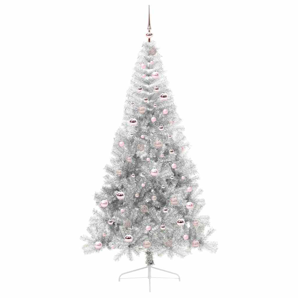 Kunstmatig Voorverlicht Kerstboom met 300 LED Zilver 210 cm PET is nu te koop bij PeponiXL, paradijselijk wonen!