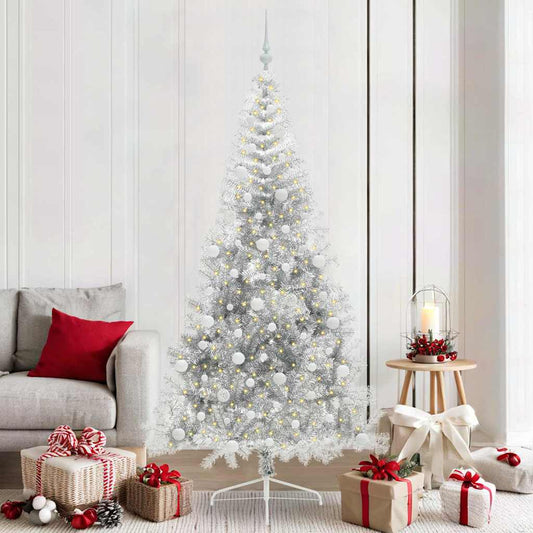 Kunstmatig Voorverlicht Kerstboom met 300 LED Zilver 210 cm PET is nu te koop bij PeponiXL, paradijselijk wonen!