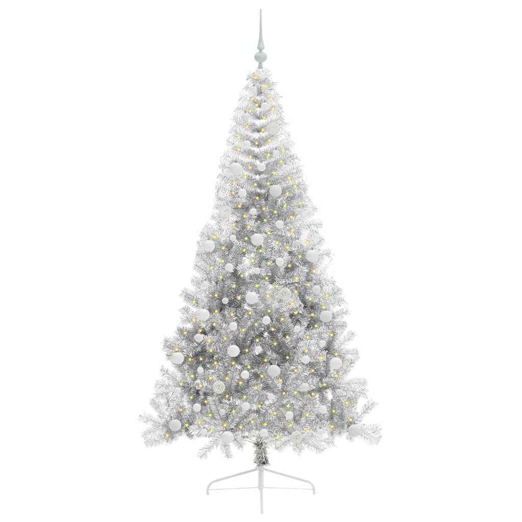 Kunstmatig Voorverlicht Kerstboom met 300 LED Zilver 210 cm PET is nu te koop bij PeponiXL, paradijselijk wonen!