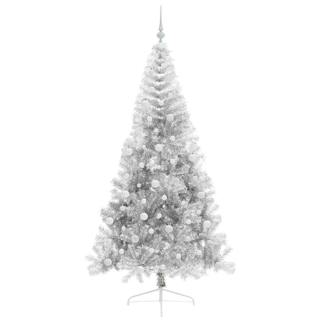 Kunstmatig Voorverlicht Kerstboom met 300 LED Zilver 210 cm PET is nu te koop bij PeponiXL, paradijselijk wonen!