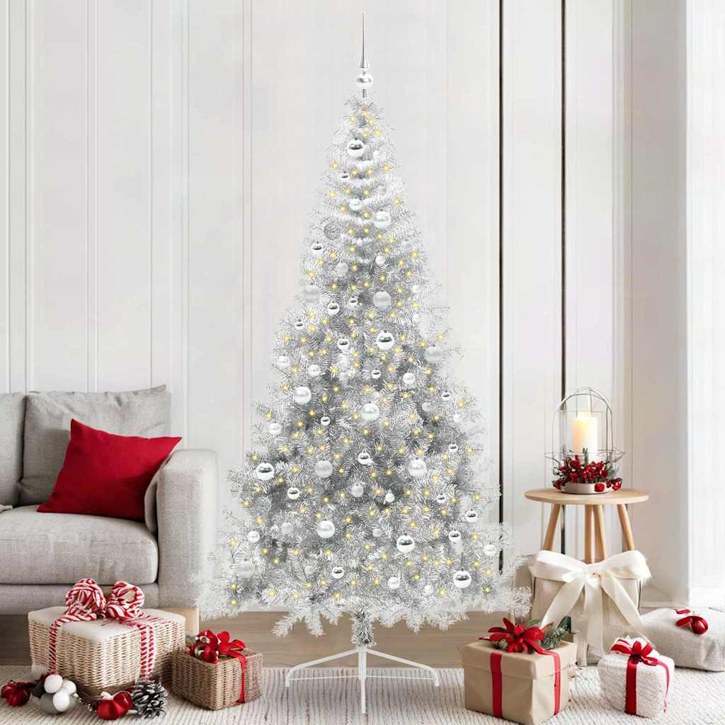 Kunstmatig Voorverlicht Kerstboom met 300 LED Zilver 210 cm PET is nu te koop bij PeponiXL, paradijselijk wonen!