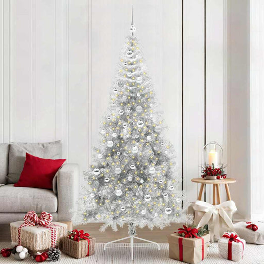 Kunstmatig Voorverlicht Kerstboom met 300 LED Zilver 210 cm PET is nu te koop bij PeponiXL, paradijselijk wonen!